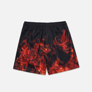 <b>Mens</b> Black <b>Red</b> Flame Print <b>Shorts</b> Elastic Waist Quick Dry Sports Gym Running <b>Shorts</b> Summer Activewear Streetwear Cool - Product Image 2