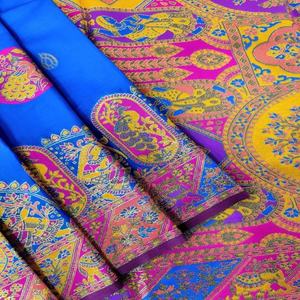 ชุดแต่งงานสุดพิเศษ ผ้าไหมนุ่มแบบบาแนรัส ปัชมีนา พร้อมลายทอแบบฟิกเกอร์และขอบงานปักมีนา ราคาขายส่ง - Product Image 1