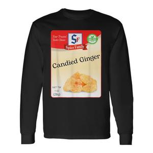 T-Shirt a Maniche Lunghe con Design Zenzero Candito per Costumi di Gruppo a Tema Spezie Natalizie, T-Shirt Promozionale di Qualità Premium - Product Image 1