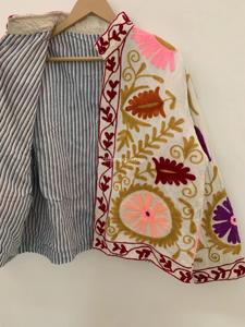 Abrigo de Algodón Bordado a Mano con Flores, Cuello Mandarín, Manga Larga, Talla Grande, Estilo Bohemio para Mujer, Ropa de Primavera - Product Image 3