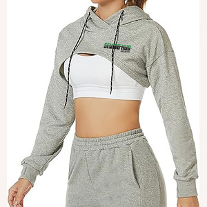 Mode Logo imprimé tricoté 100% coton haut court à capuche pour les femmes nouveau à la mode personnalisé Satin de soie doublé pour le printemps automne/hiver - Product Image 1