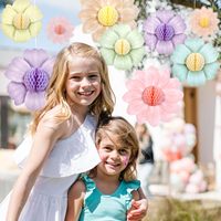 Pastel nid d'abeille jardin thème fête décoration papier tournesol guirlande suspendus plafond fête fournitures pour anniversaire bébé douche