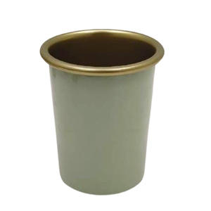 Planteur rond en aluminium de haute qualité émail rose et couleur cuivre pour jardinière de bureau intérieure jardinage fait à la main - Product Image 6