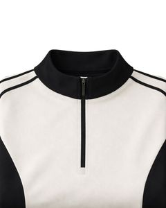 Customized Womens Black White Two Piece Sports Set With Zip Collar Top And Drawstring <b>Shorts</b> Casual Gym Fitness Summer Wear - Product Image 6