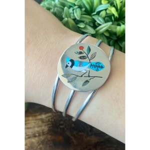 Brazalete Zuni Hecho a Mano con Incrustaciones de Múltiples Piedras y Plata de Ley, Accesorio de Moda - Product Image 2