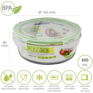 Contenitore Ermetico in Vetro Rotondo da 850 ml O/ 165 x 8 (h) cm. - Product Image 1