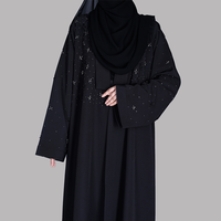 Nouvelle Robe Abaya Islamique Modeste Droite pour Femmes Musulmanes, Formelle, Manches Longues, 100% Soie Mousseline, Maxi, Taille Naturelle, Boutons, Col en V