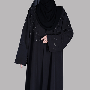 New Modest Straight Islamic Clothing Muslim Women Long Sleeve Abaya Black Color 100% <b>Silk</b> Chiffon <b>Maxi</b> <b>Dress</b> Hot Selling Cheap - Product Image 2