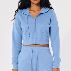 Sudadera con capucha corta de forro polar con cremallera, manga larga, deportiva, para entrenamiento, tipo jersey, de invierno, 100% algodón, para hombre - Product Image 4