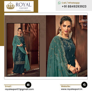 Ropa de fiesta de boda de calidad superior al por mayor que presenta la nueva colección de trajes Plazzo de seda del proveedor indio - Product Image 2