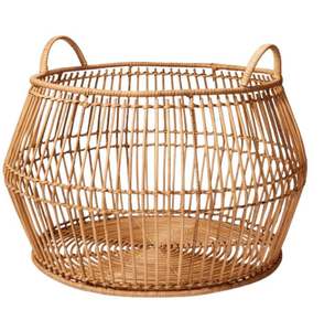 Panier de rangement en rotin arrondi sur mesure panier de rangement indien populaire fabriqué à la main avec poignée paniers de rangement multifonctionnels - Product Image 2