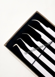 Pince à épiler pour extensions de cils de haute qualité, différents styles, revêtement en poudre blanche avec impression papillon, logo personnalisé, instrument de beauté - Product Image 2