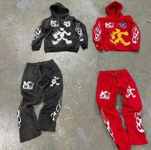 สินค้ามาใหม่ 2026 คุณภาพพรีเมียม ดีไซน์ใหม่ ปรับแต่งได้ ผ้าฝ้าย 100% พิมพ์โลโก้ ล้างสีแบบ Acid Wash สไตล์ Distressed ชุดวอร์มสตรีทแวร์สำหรับผู้ชาย - Product Image 1