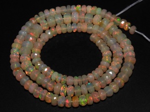 Opale éthiopienne naturelle faite à la main Rondelle multi feu à facettes 8 pouces 4-7MM environ pierre lâche fabrication de bijoux troisième - Product Image 4