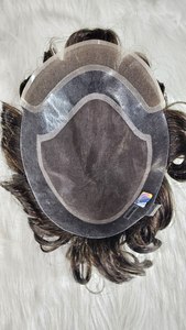 Perruque Remy à ondulation naturelle pour hommes, cheveux indiens, exportée par l'usine du Bangladesh, 8 pouces, système capillaire mono, base en dentelle PU transparente, toupet - Product Image 5