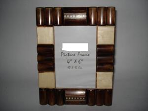 Handmade Customizable Brown Natural Sheen Horn Bone Inlay Wood Picture <b>Frames</b> with Resin Faux Horn Mosaic Border - Product Image 3