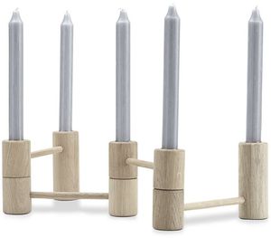 Porte-bougie pliable réglable en bois de hêtre naturel nordique, candélabre à cinq branches, centre de table minimaliste, décoration d'intérieur - Product Image 1