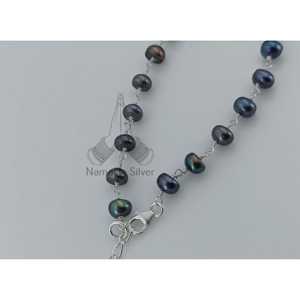 Joyería Boho Hecha a Mano para Niñas y Mujeres, Pulsera de Plata de Ley con Cuentas de Perlas Negras para Bodas, Navidad, Aniversarios, San Valentín - Product Image 4