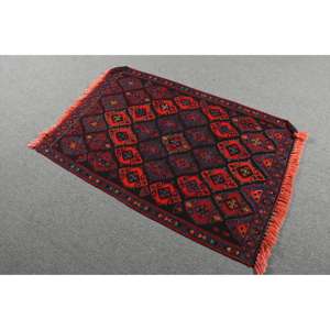 Alfombra Vintage de 3x4.4 pies, Alfombra Turca Pequeña, Alfombra Abstracta Roja y Azul - Product Image 2