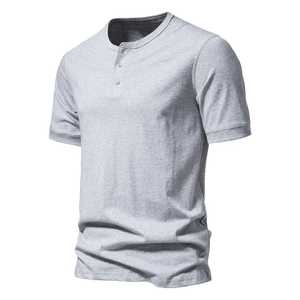 High Quality Men's Summer T-<b>Shirt</b> 100% Cotton Polo Styled Short Sleeve Jersey <b>Henley</b> Collar Solid Color Embroidered Knitted - Product Image 6