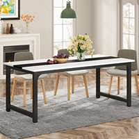 Ensemble de meubles de salle à manger rectangulaire rustique de style campagnard avec plateau de table à emboîtement pour 6 à 8 personnes, usage domestique et hôtelier