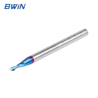 Fraise à queue carrée en carbure HRC 65, diamètre 1 mm, 2 dents, pour usinage CNC de l'acier inoxydable