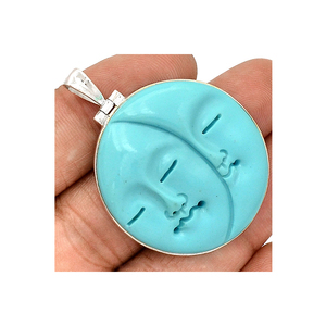 Proveedor al por mayor 925 joyería de plata esterlina forma redonda hueso cara colgante hecho a mano para ODM OEM precio a granel proveedor - Product Image 5