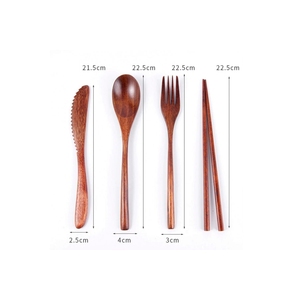 ชุดช้อนส้อมไม้,ชุดเครื่องใช้บนโต๊ะอาหารช้อนส้อมตะเกียบพร้อมกล่องเก็บของชุดเครื่องใช้บนโต๊ะอาหารสำหรับเดินทาง - Product Image 3