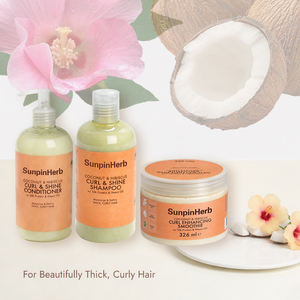 Champú Coconut Hibiscus Curl Shine para Cabello Rizado y Grueso con Proteína de Seda y Aceite de Neem, Limpiador Suave e Hidratante - Product Image 2