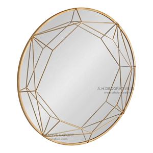 Modern Gold Plated Round Shape <b>Wall</b> <b>Hanging</b> <b>Mirror</b> for Home Living Room Christmas Decoration Decorated Room - Product Image 1