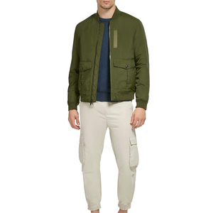 Venta al por mayor de color verde sólido ropa de hombre chaqueta de bombardero 2025 nueva llegada 100% tela de poliéster chaqueta de bombardero de manga larga para la venta - Product Image 3
