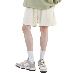 Men's Solid Color Cotton Bermuda <b>Shorts</b> Mid Waist Drawstring Closure Casual Loose Fit Breathable <b>Woven</b> Fabric Style - Product Image 1