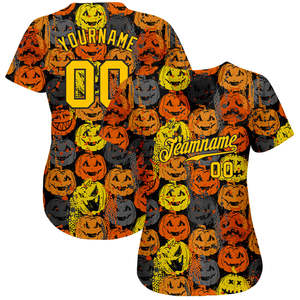 Authentic Unisex Halloween Pumpkins 3D Pattern High Quality Printed Button Down <b>Baseball</b> Jersey Supplier in Pakistan - Product Image 5