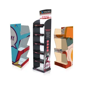 Customized Design Paper Cardboard POP Floor Stand Beverage Water Bottle Display Racks