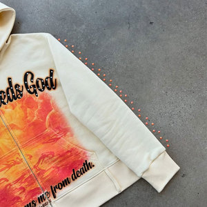 Gran oferta de fabricación personalizada Vintage esencial de gran tamaño de peso pesado 400gsm algodón ácido sudaderas con capucha de diamantes de imitación - Product Image 2