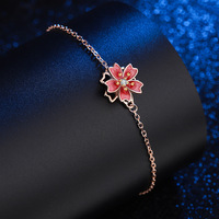 Nouvelle arrivée de bracelets porte-bonheur fleur de pêcher en argent sterling pour femme Style de luxe pour cadeau de fille