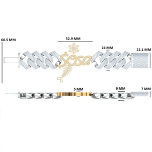 Pulsera Cubana SOSA con Copo de Nieve Sombra, 7.5 Pulgadas y 20 mm - Product Image 1