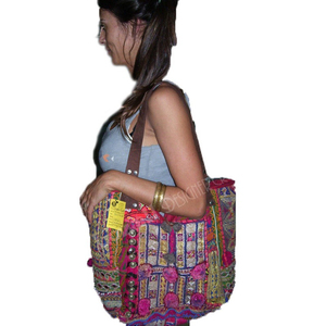 Fabriqué à la main grande capacité coton sac fermeture éclair Festival bohème Design ethnique broderie couleurs vibrantes traditionnel Portable - Product Image 3