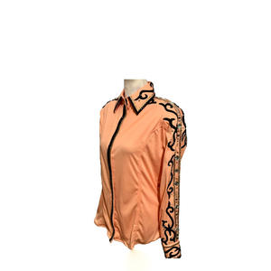 Camisa de espectáculo occidental vaquera hecha a mano en tela de tafetán elástica para uso ecuestre - Product Image 2