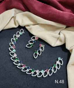 ชุดเครื่องประดับต่างหูสร้อยคอชุบเงินทำจากทองเหลืองเซอร์โคเนียสำหรับผู้หญิงชุดเครื่องประดับสำหรับงานเลี้ยงเด็กผู้หญิง - Product Image 1