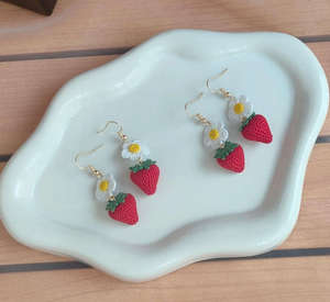 Handcrafted, Fashionable, and Compact Fruit-patterned Crocheted Earrings and Eardrops - Product Image 2