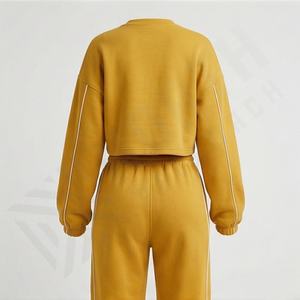 Conjunto de Dos Piezas para Mujer, Invierno 2026, Sudadera Corta con Cremallera y Pantalones Acampanados, 100% Algodón, Transpirable, Personalizable con Logotipo, Chándal - Product Image 2