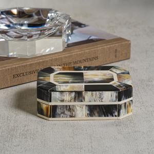 Boîte à bijoux artisanale en corne noire et brune |   Boîte de rangement ronde élégante pour bijoux, souvenirs et décoration intérieure, échantillon gratuit - Product Image 2