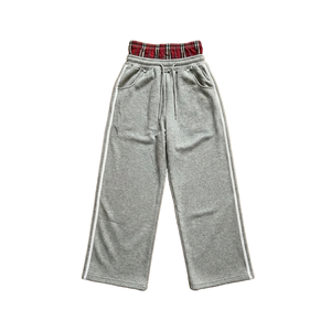 กางเกงวอร์มลายสก็อตเอวสองชั้นแบบกำหนดเอง น้ำหนักเบา ทรงโอเวอร์ไซส์ ขากว้าง ทรงแบ็กกี้ มีแถบข้าง รับผลิตตามแบบ (OEM) ขายส่ง กางเกงฮิปฮอป - Product Image 1