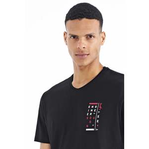 Tommylife Wholesale Black Printed Detail <b>V</b>-Neck Standard <b>Fit</b> Men's T-Shirt - 88186 - BLACK - Product Image 5