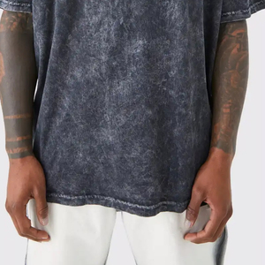 T-Shirt Homme Vintage en Coton Délavé à l'Acide Oversize Baggy Streetwear Top Manches Courtes Boxy Fit Unisexe Tops Plus Size Respirant - Product Image 5