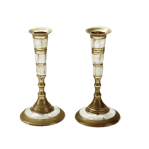 Lot de 2 bougeoirs chauffe-plat en laiton et nacre avec bougeoir de vaisselle couleur or de qualité supérieure - Product Image 6