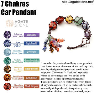 Colgador de coche de piedra caída de 7 Chakras hecho a mano de La India antigua al por mayor con figurita de Feng Shui para decoración de viaje espiritual - Product Image 2