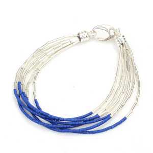 925 Sterling <b>Silver</b> Tennis <b>Bracelet</b> with 6 Rows of Lapis Lazuli Stones Rhodium Plated Rose Gold Religious Style <b>Bangles</b> - Product Image 2