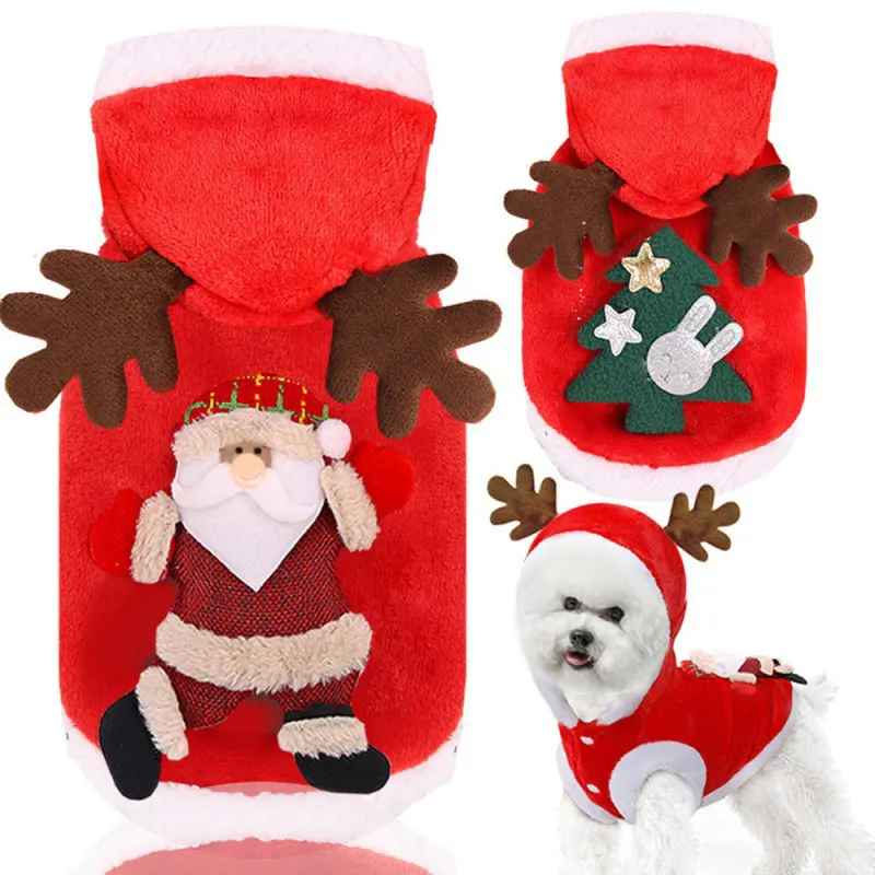 नए पालतू सर्दियों के कपड़े फ्लैनेल गर्म कुत्ते बिल्लियों कपास की सजावट क्रिसमस की सजावट क्रिसमस के पेड़ सेंटा